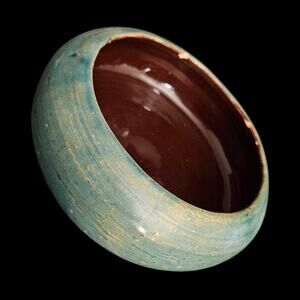 Studio Pottery Bowl B Hayward Signed Blue Glaze Brown Interior